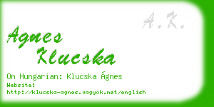 agnes klucska business card